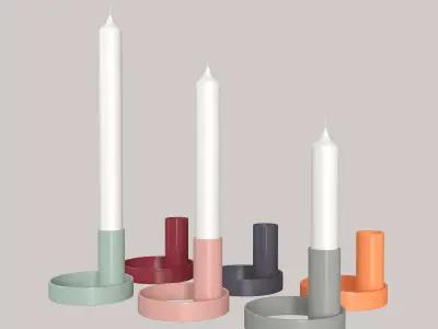Colorful Candle Holder Set 3D model