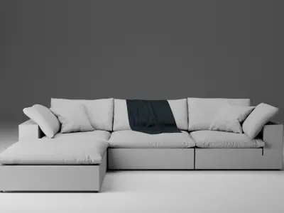 Cloud Modular Sofa 3D Model Ultra-Comfort 3-Piece plus Ottoman 3D model