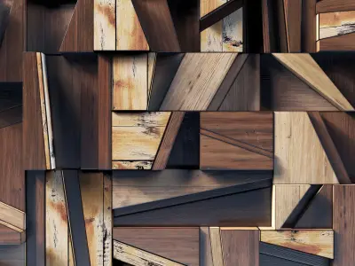 Rectangle wood panel rail n1 3D model