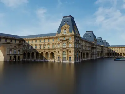 Louvre Museum Low poly 3d Low-poly 3D model