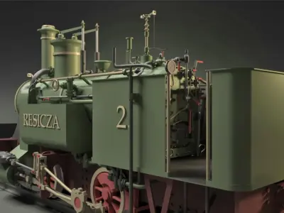 Resicza 1872 Steam Locomotive Engine 3D model