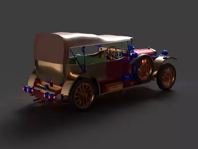 Chinese vintage car  Low-poly 3D model