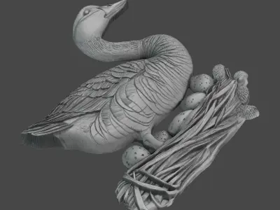 Duck on Nest Relief for CNC and 3D Printing 3D print model
