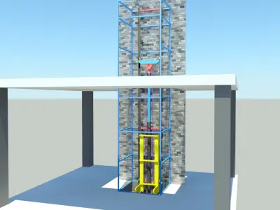 Hydraulic Powered Wire rope Elevator  Low-poly 3D model