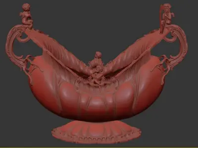 Classical Vase Bowl  with Cupid High-Poly 3d Print 3D print model