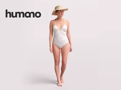  Humano Beautiful Woman in swimsuit sitting pool-2511-032-7274 3D model