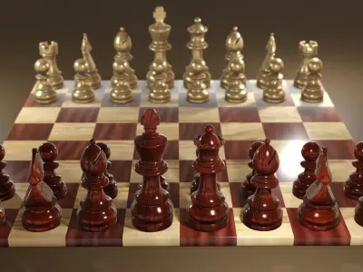 Chess Set Classic Low-poly 3D model