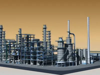 Refinery oil Low-poly 3D model