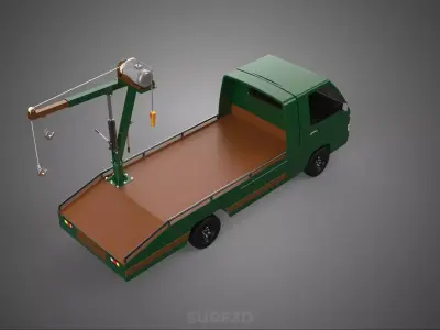 ARMY MILITARY WAR PICKUP TOW TRUCK CRANE WRECKER HOIST WINCH CAR 3D model