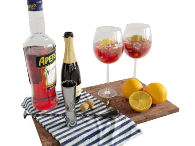 Cocktail decor set 4 Aperol 3D model