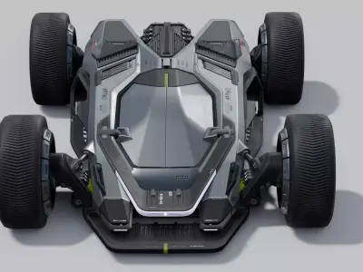 SCI-FI Futuristic F1-Rollcage Concept Racing Car - Unreal Ready Low-poly 3D model