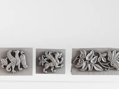 S00089 Set of Ancient Decorative Reliefs 3dp 3D print model