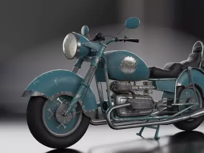 Old Custom motorcycle code 247  Low-poly 3D model