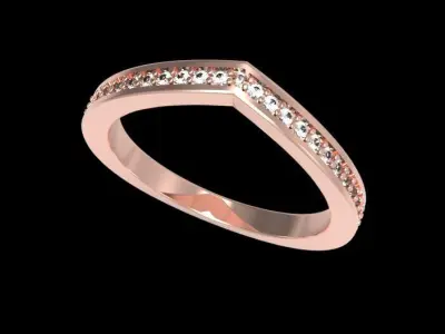 V Shaped Stackable Pave Ring 3D print model