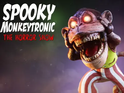 Spooky Monkeytronic -  Rigged and Animated Low-poly 3D model