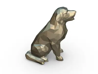 Golden Retriever low poly 3D print model
