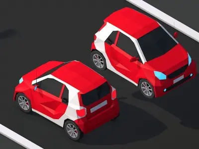 Cartoon Low Poly Smart Mini Car Low-poly 3D model