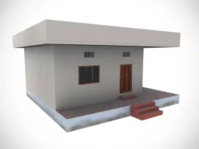 Cement Village House  Low-poly 3D model