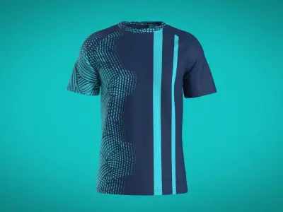 Sporty Round Neck Long Sleeve Jersey 3D model