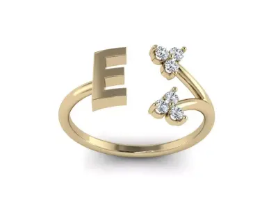 Jewelry Alphabet Ring E with Diamonds  3D print model