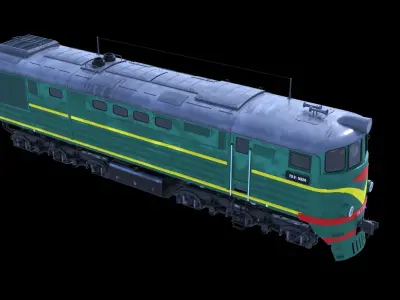 Soviet TE3 diesel locomotive 3D model