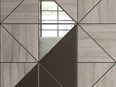 Wooden panels with mirrors 3D model