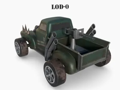 Post Apocalyptic Chevrolet Picap Low-poly War Car Game Asset  Low-poly 3D model