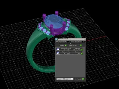 Beautiful female Oval gem ring 3D print model