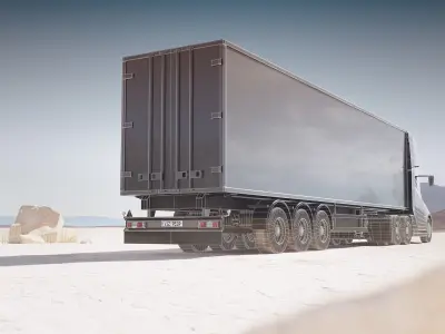 Electric semi-truck unbranded 3D model