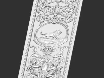 louis xvi wall molding panel plaster 3D model