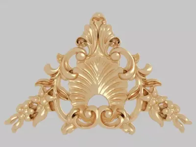 Classic 3D motifs inlaid with gold frame 3D model