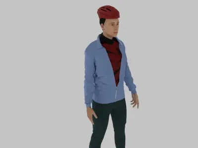 Skateboarding Character Low-poly 3D model