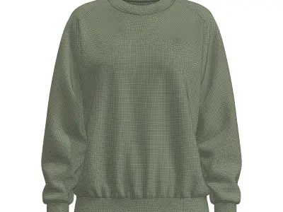 Women Loose Fit Raglan Sweatshirt 3D model 3D model