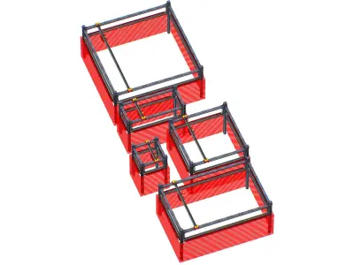 isometrical scaffolding ALL section Low-poly 3D model