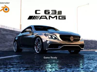 Mercedes C63s Coupe AMG 2017 3D model - High Quality Low-poly 3D model