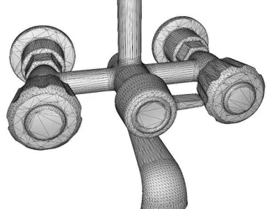 Rusty Chrome Shower Tap Low-poly 3D model