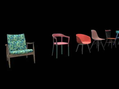 PBR Chairs - 20 Pieces Low-poly 3D model