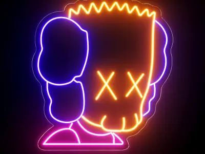 KAWS Bart Simpson Neon Sign 3D model