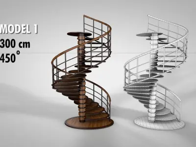 Decorative Spiral Stairs Low-poly 3D model