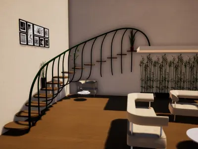 Curved stairs modern design Free 3D model