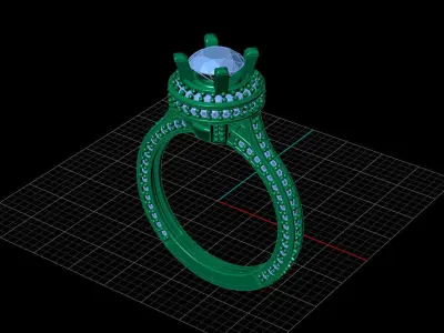 STL 3DM Print Ready Women Diamond Ring Lightweight Printable  3D print model 154