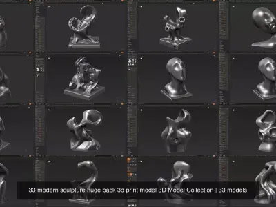 33 modern sculpture huge pack 3d print model 3D Model Collection