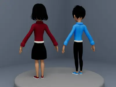 Cute Boy and Girl 3D model