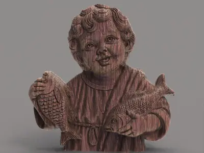 infant jesus with fish  3D print model