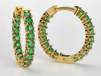 Hoop Diamond Earrings 16mm size 3D print model