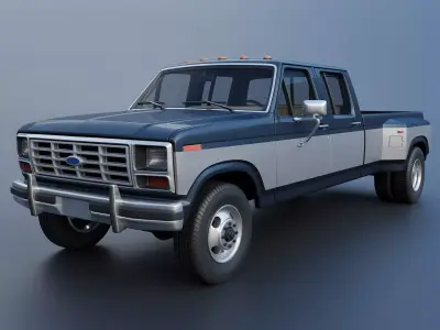 Pickup Truck F-350 Crew Cab 1983 3D print model
