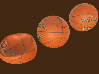 Basketball balls 3 states Low-poly 3D model