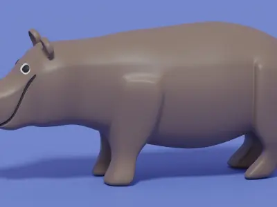 Cartoon Cute Hippopotamus 3D model