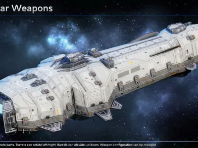 Spaceship Battleship Low-poly 3D model