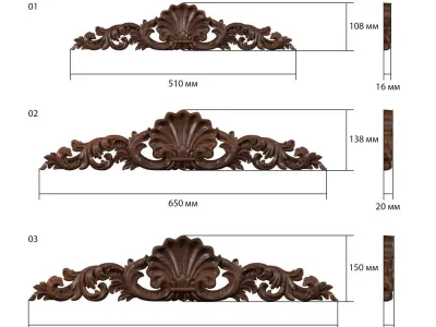 Horizontal carved decor 1601 3D model